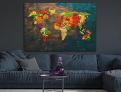 Deko-Leinwand Gewürze Weltkarte