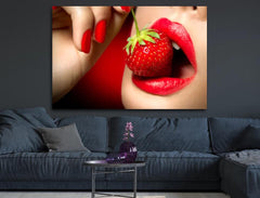 Deko-Leinwand Erdbeermund