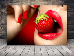 Deko-Leinwand Erdbeermund