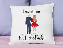 Personalisiertes Kissen Clipart Hochzeitspaar mit Namen