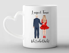 Personalisierte Tasse mit Herzhenkel Clipart Hochzeitspaar mit Namen