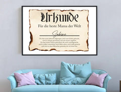 Personalisiertes Bild im Rahmen Urkunde - Beste Mama der Welt