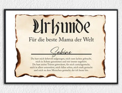 Personalisiertes Bild im Rahmen Urkunde - Beste Mama der Welt