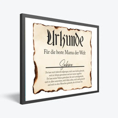 Personalisiertes Bild im Rahmen Urkunde - Beste Mama der Welt