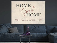 Personalisierte Leinwand Home Sweet Home mit Name