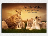 Personalisierte Leinwand Familie Löwenrudel mit Namen