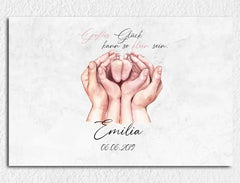 Personalisierte Leinwand großes Glück kann so klein sein mit Name und Datum