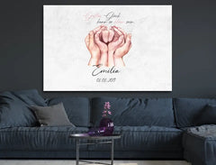 Personalisierte Leinwand großes Glück kann so klein sein mit Name und Datum