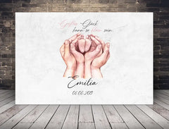 Personalisierte Leinwand großes Glück kann so klein sein mit Name und Datum