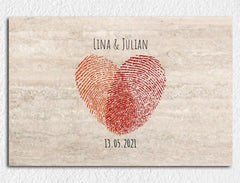 Personalisierte Leinwand Fingerabdrücke Paare mit Namen und Datum