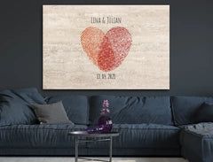 Personalisierte Leinwand Fingerabdrücke Paare mit Namen und Datum
