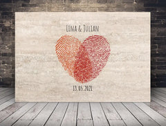 Personalisierte Leinwand Fingerabdrücke Paare mit Namen und Datum