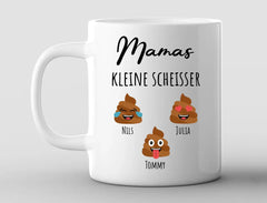Personalisierte Tasse Basic Mamas drei kleine Scheisser mit Namen