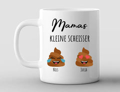 Personalisierte Tasse Basic Mamas zwei kleine Scheisser mit Namen