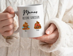 Personalisierte Tasse Basic Mamas zwei kleine Scheisser mit Namen