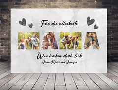 Personalisierte Leinwand für Mama mit Wunschbildern und Namen