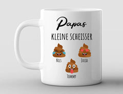 Personalisierte Tasse Basic Papas drei kleine Scheisser mit Namen