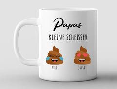 Personalisierte Tasse Basic Papas zwei kleine Scheisser mit Namen