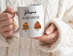 Personalisierte Tasse Basic Papas zwei kleine Scheisser mit Namen