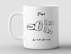 Personalisierte Tasse Fauststoß Papa und Kinder mit Namen