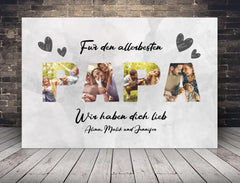 Personalisierte Leinwand für Papa mit Wunschbildern und Namen