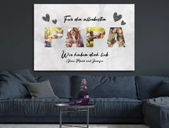 Personalisierte Leinwand für Papa mit Wunschbildern und Namen