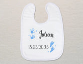Personalisiertes Baby-Lätzchen | Hand -und Fußabdrücke für Jungs