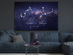 Personalisierte Leinwand Sternzeichen mit Namen und Datum