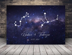 Personalisierte Leinwand Sternzeichen mit Namen und Datum