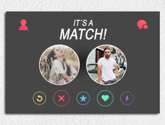 Personalisierte Leinwand Tinder-Stil It´s a Match! Mit Wunschbildern
