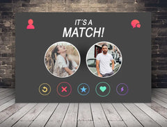 Personalisierte Leinwand Tinder-Stil It´s a Match! Mit Wunschbildern