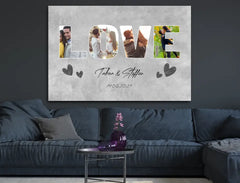Personalisierte Leinwand Love mit Bildern und Namen