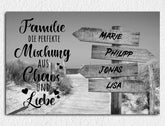 Personalisierte Leinwand Wegweiser Familie mit Namen
