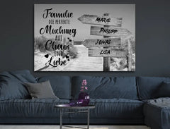 Personalisierte Leinwand Wegweiser Familie mit Namen