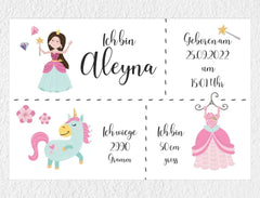 Personalisiertes Poster | Geburtsdaten "Prinzessin braune Haare"
