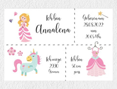 Personalisiertes Poster | Geburtsdaten "Prinzessin blonde Haare"