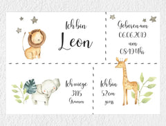 Personalisiertes Poster | Geburtsdaten "Safari"