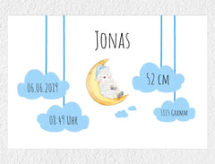 Personalisiertes Poster | Schäfchen auf Wolke Jungen