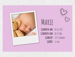 Personalisiertes Poster | Bild + Geburtsdaten Mädchen
