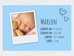 Personalisiertes Poster | Bild + Geburtsdaten Jungen