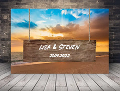 Personalisierte Leinwand Sonnenuntergang Beach mit Namen und Datum