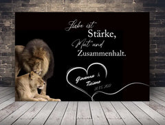 Personalisierte Leinwand Stärke, Mut und Zusammenhalt Mit Namen