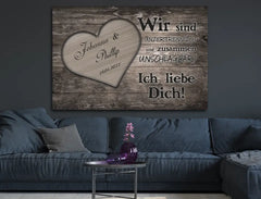 Personalisierte Leinwand Herz aus Holz für Paare mit Namen