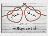 Personalisierte Leinwand Herzen aus Seil mit Namen