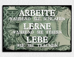 Deko-Leinwand Motivation Lebe - wie sie träumen