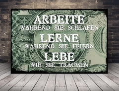 Deko-Leinwand Motivation Lebe - wie sie träumen