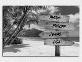 Personalisierte Leinwand Wegweiser am Strand Familie mit Namen