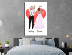 Personalisierte Leinwand Clipart Hochzeitspaar mit Namen