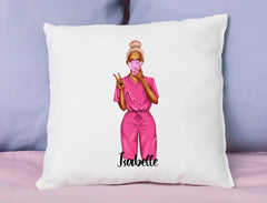 Personalisiertes Kissen Clipart Krankenschwester mit Name