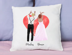 Personalisiertes Kissen Clipart Hochzeitspaar mit Namen